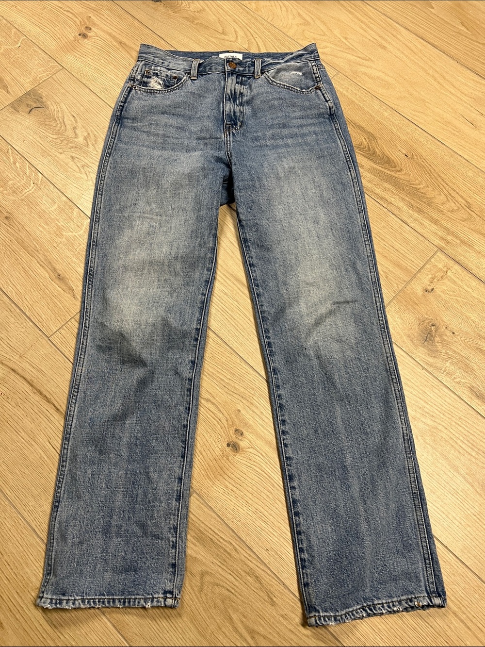 pistola High Rise Straight Leg Jeans - Light Blue Wash